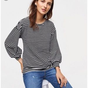 Loft Velour Striped Puff Sleeve Shirt